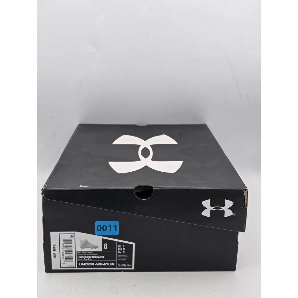 Under Armour Men's‎ UA Highlight Hammer D Football Cleat White/Metallic Sz 8 M